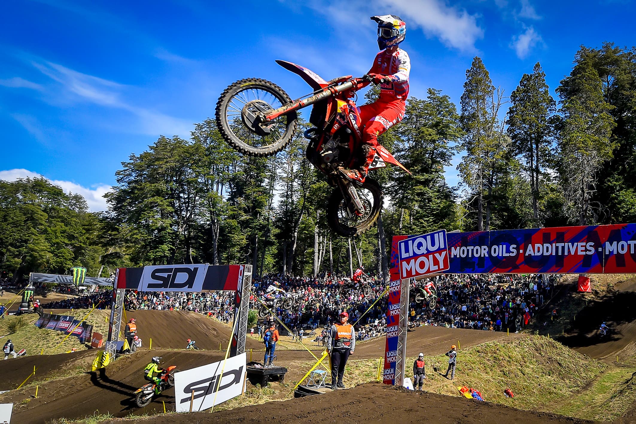 Motocross rider over a jump