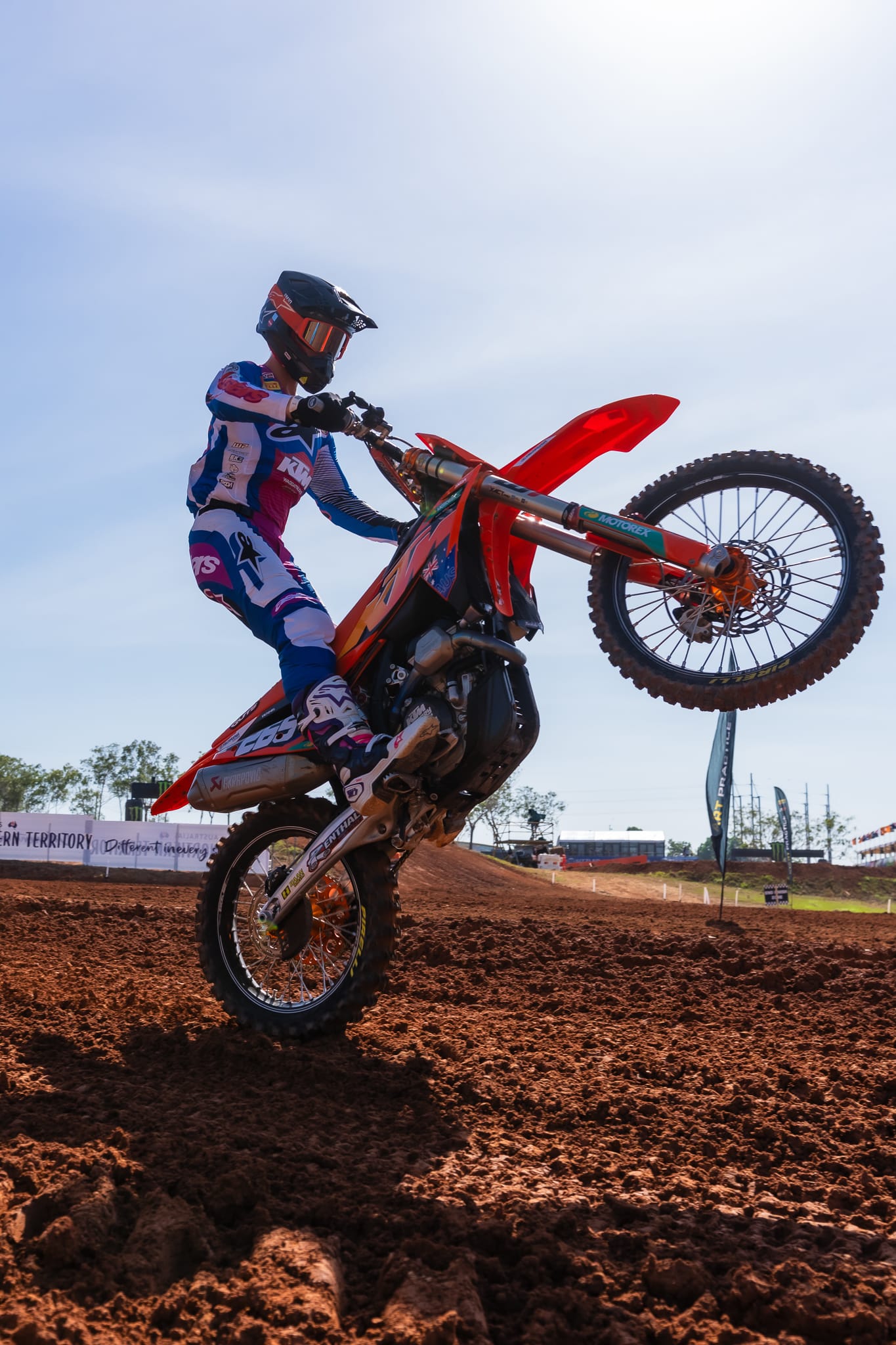 Standing up riding on the track at MXGP 2026 at Hidden Valley